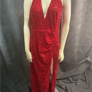 Fashion Nova Red Backless Sequin Dress